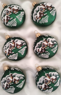 Sada vánočních medailonů ZELENÁ VÍSKA 6 ks 